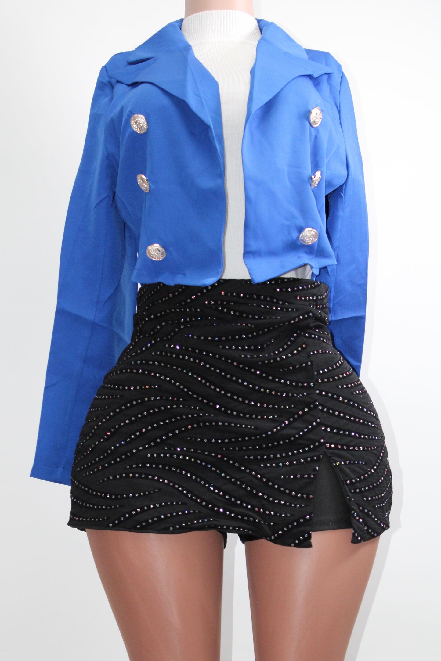 RHINESTONE & ASYMMETRIC WRAP SKORTS