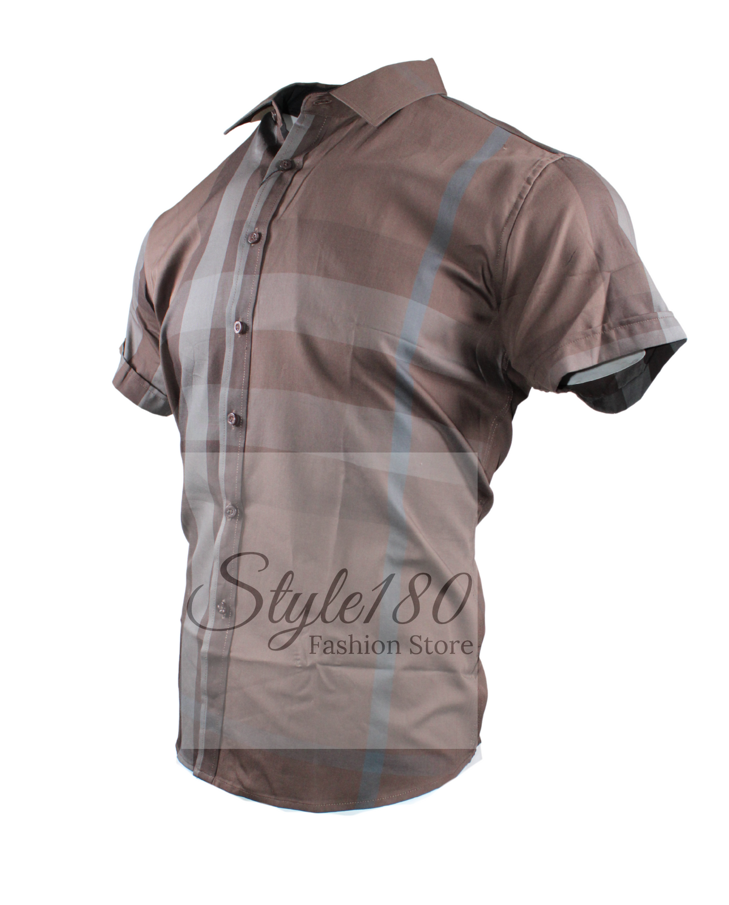 Men's Top Dress Shirt Short Sleeve Plaid