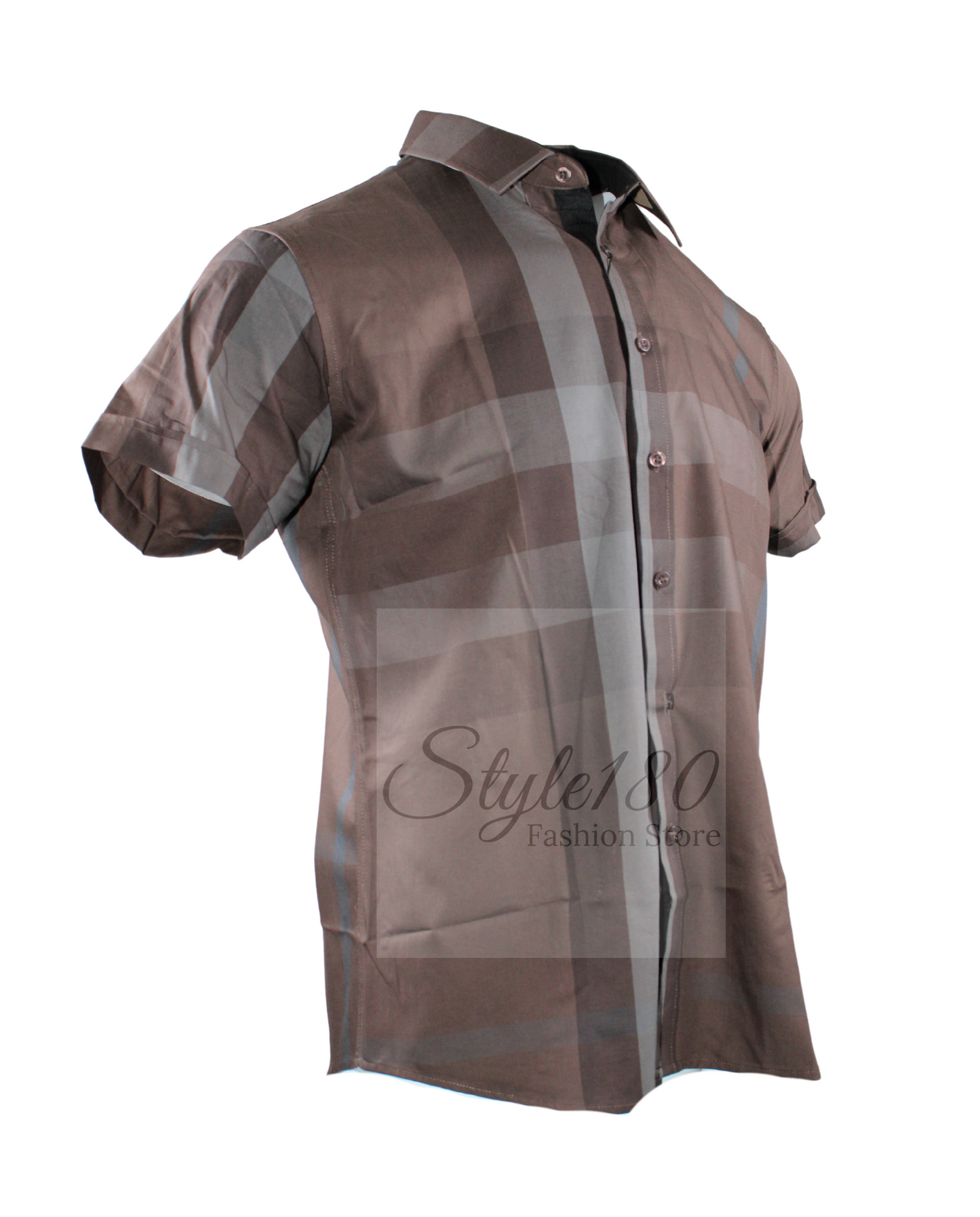 Men's Top Dress Shirt Short Sleeve Plaid