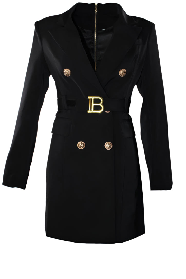 European Blazer Dress Black Women Long Sleeve