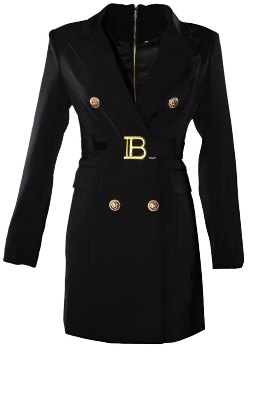 European Blazer Dress Black Women Long Sleeve