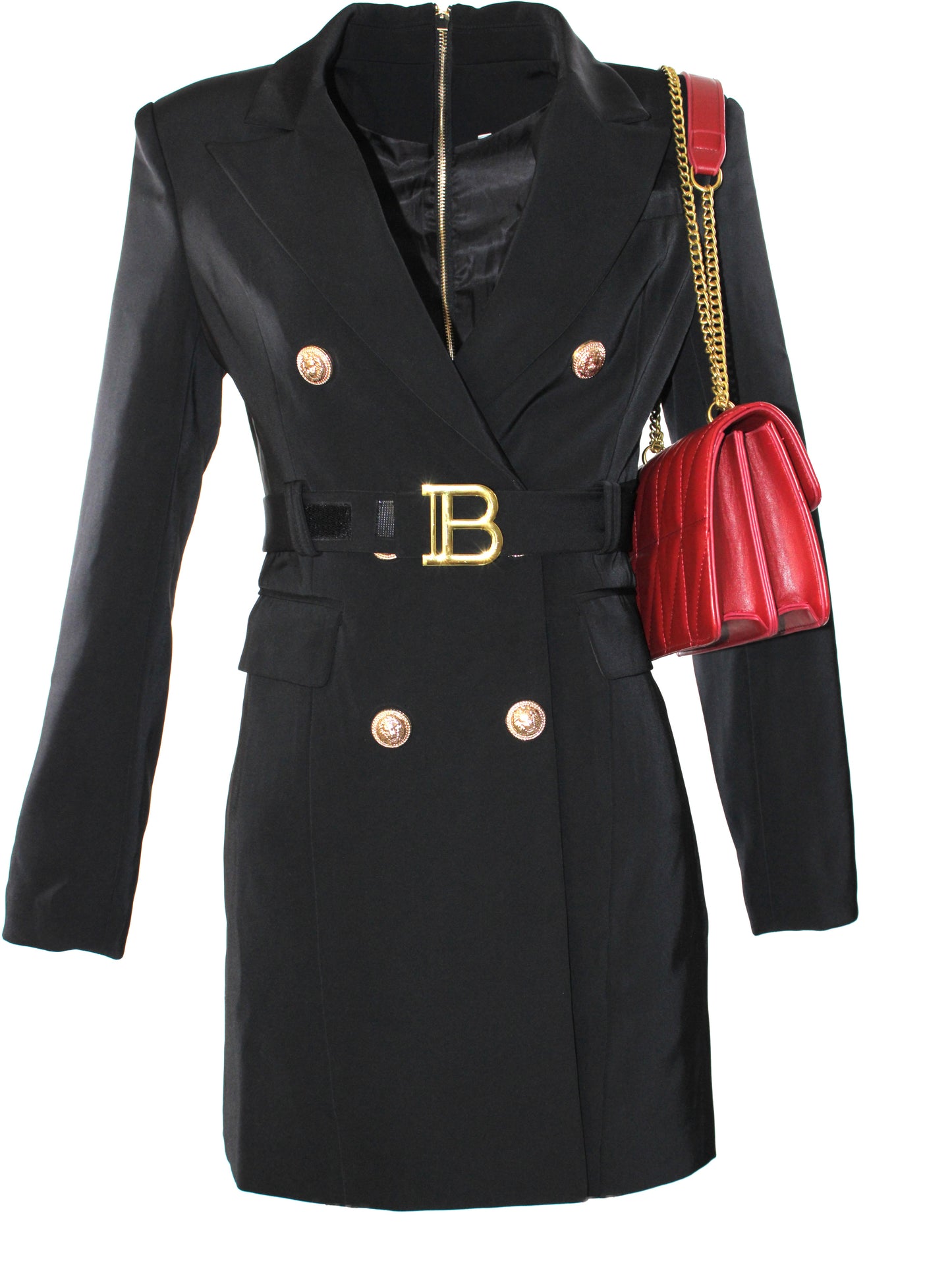 European Blazer Dress Black Women Long Sleeve