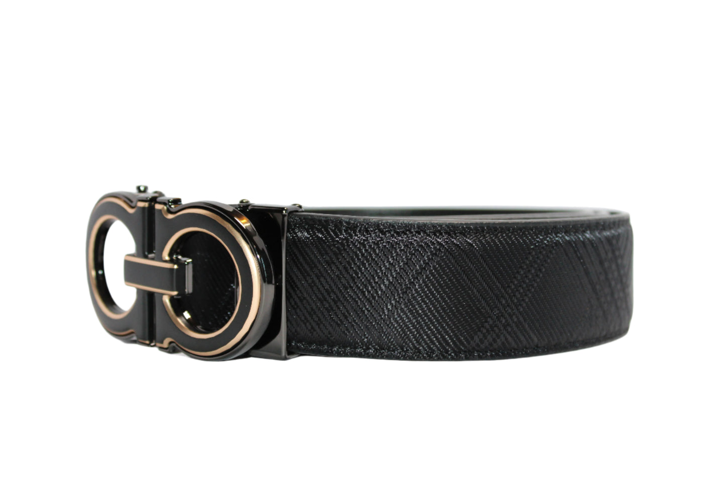 Men's Belt Black Leather No Holes Adjustable Ratchet