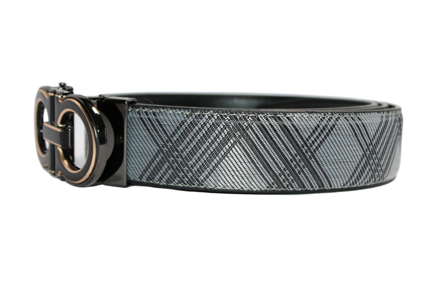 Men's Belt Black Leather No Holes Adjustable Ratchet
