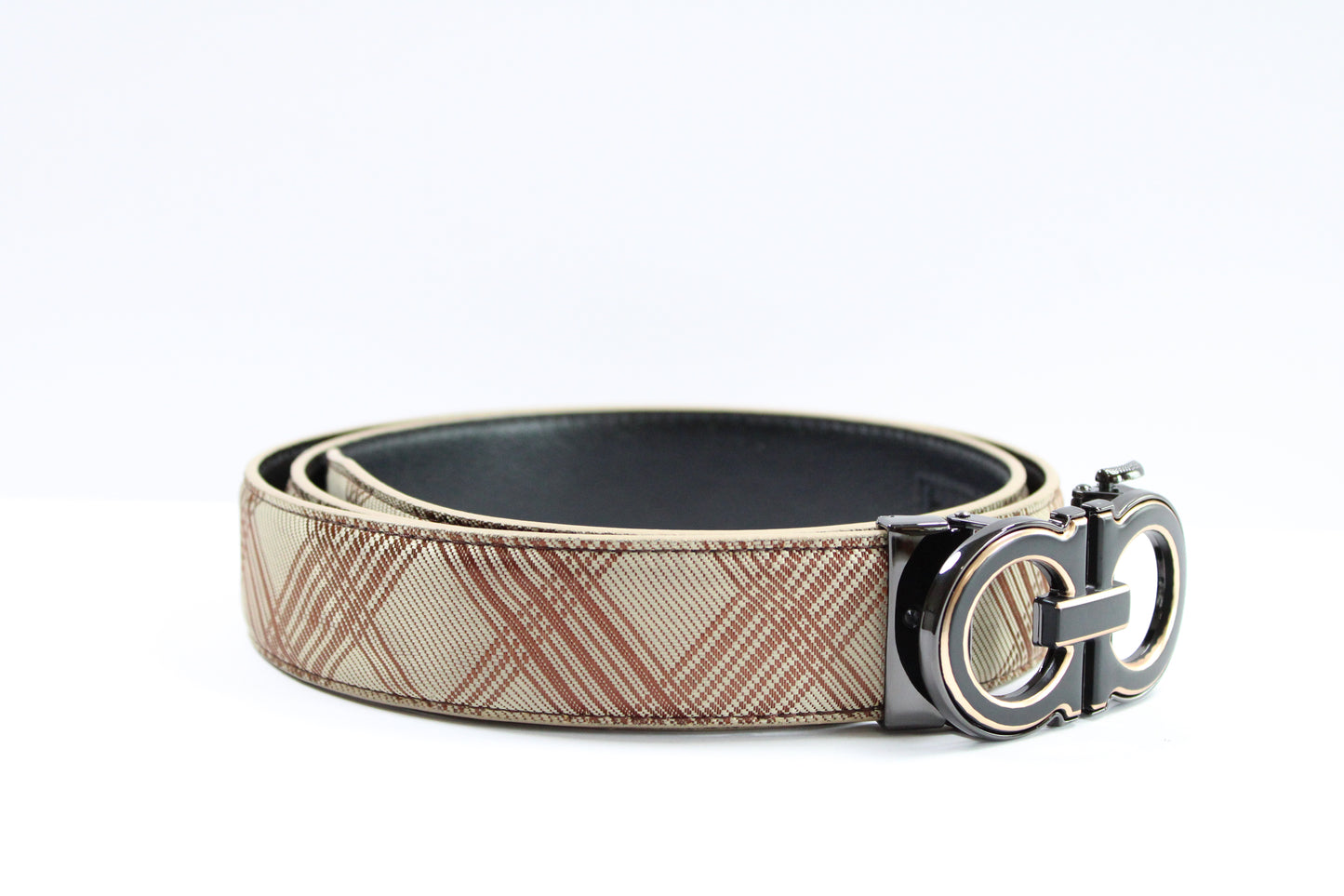 Men's Belt Black Leather No Holes Adjustable Ratchet
