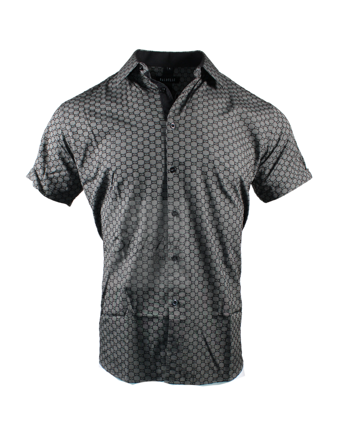 Men's Shirt Patterned Grey Short Sleeve Top