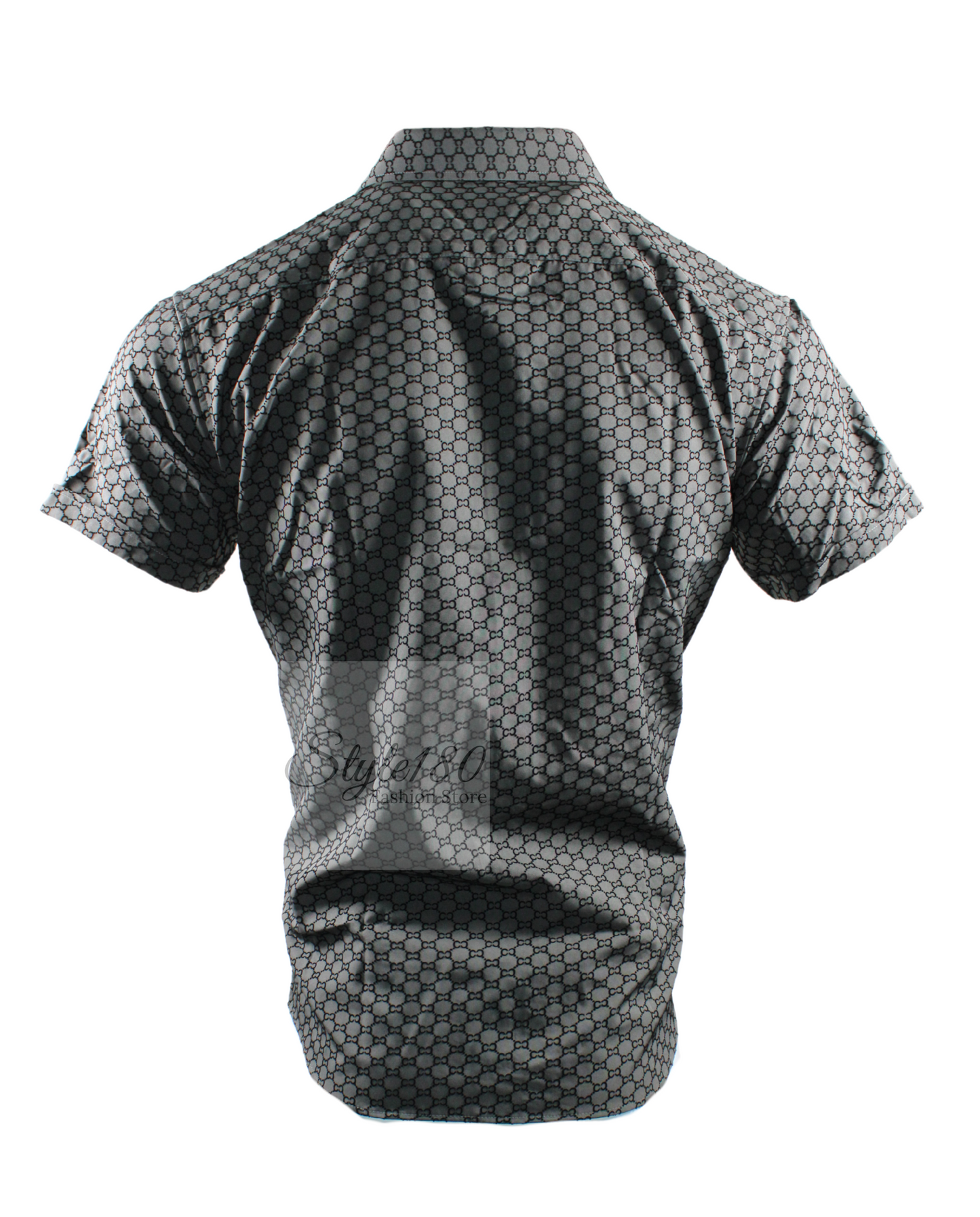 Men's Shirt Patterned Grey Short Sleeve Top