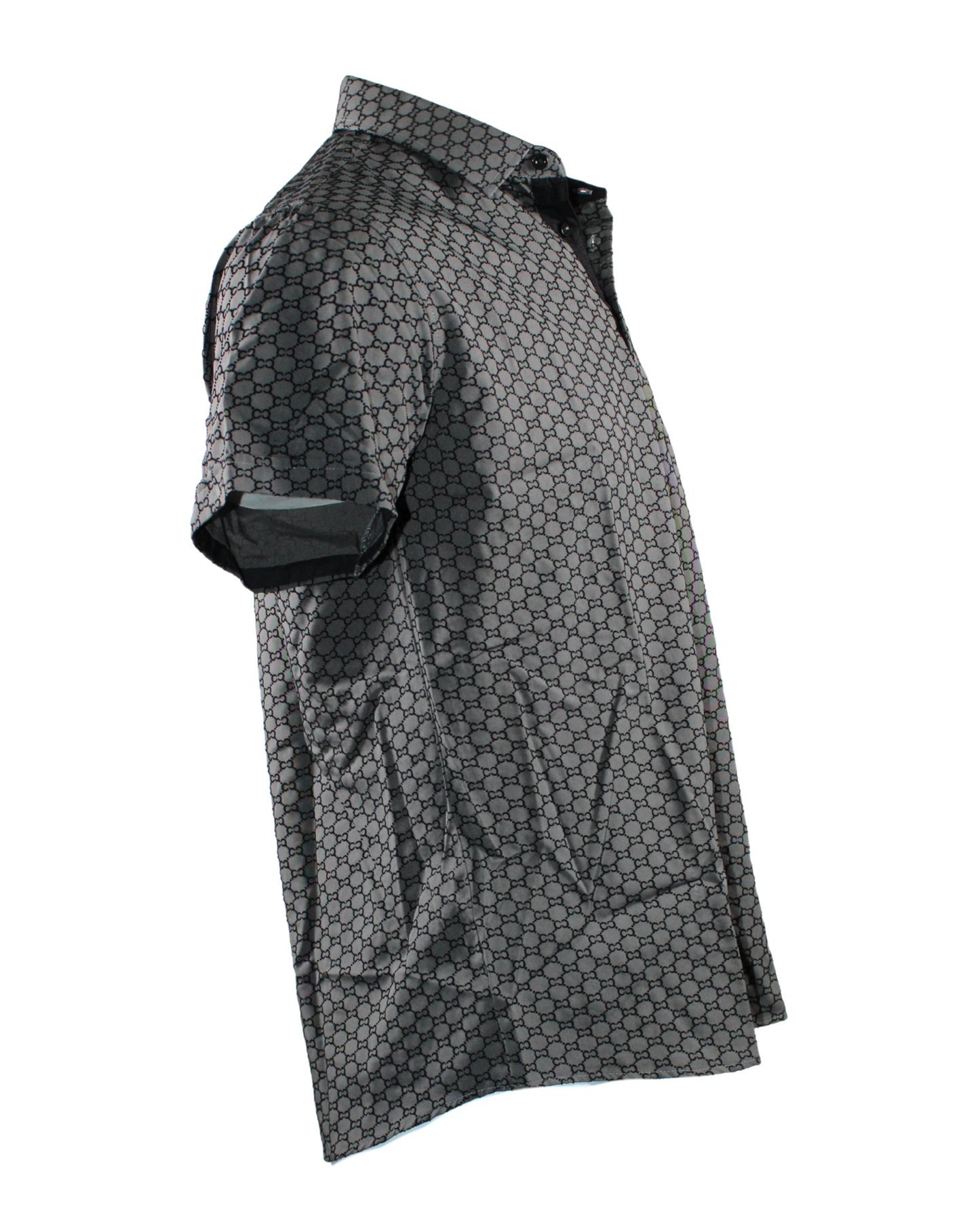 Men's Shirt Patterned Grey Short Sleeve Top