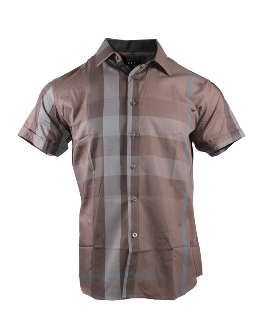 Men's Top Dress Shirt Short Sleeve Plaid