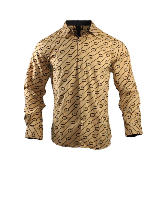Men's Shirt Top Dress Shirt Long Sleeve Mustard Color